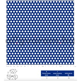   Perforált lemez rozsdamentes 1000x2000x1,5 mm tábla 5 mm lyuk Körlyukasztás átlós osztással Szabad áteresztő felület: 35% saválló inox