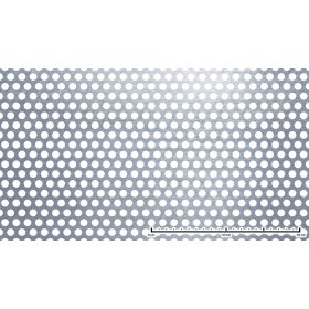   Perforált lemez rozsdamentes 1000x2000x1,5 mm tábla 10 mm lyuk Körlyukasztás átlós osztással Szabad áteresztő felület: 40% saválló inox