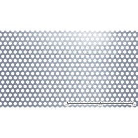   Perforált lemez rozsdamentes 1250x2500x1,5 mm tábla 10 mm lyuk Körlyukasztás átlós osztással Szabad áteresztő felület: 40% saválló inox