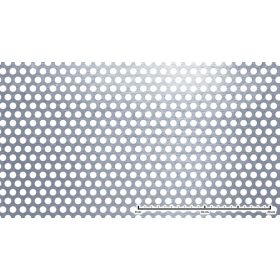   Perforált lemez rozsdamentes 1000x2000x2 mm tábla 10 mm lyuk Körlyukasztás átlós osztással Szabad áteresztő felület: 40% saválló inox