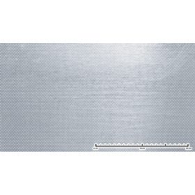   Perforált lemez rozsdamentes 1000x2000x1mm tábla 2 mm lyuk Körlyukasztás átlós osztással Szabad áteresztő felület: 30% saválló inox