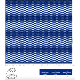  Perforált lemez rozsdamentes 1000x2000x1,5 mm tábla 2 mm lyuk Körlyukasztás átlós osztással Szabad áteresztő felület: 30% saválló inox