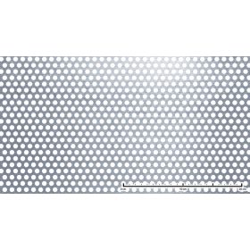   Perforált lemez rozsdamentes 1000x2000x1,5 mm tábla 8 mm lyuk Körlyukasztás átlós osztással Szabad áteresztő felület: 40% saválló inox
