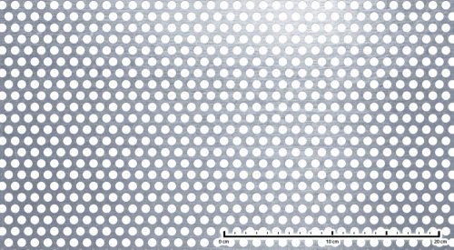 Perforált lemez rozsdamentes 1000x2000x1,5 mm tábla 8 mm lyuk Körlyukasztás átlós osztással Szabad áteresztő felület: 40% saválló inox