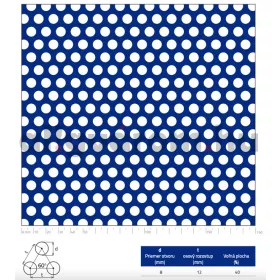 Perforált lemez rozsdamentes 1000x2000x2 mm tábla 8 mm lyuk Körlyukasztás átlós osztással
