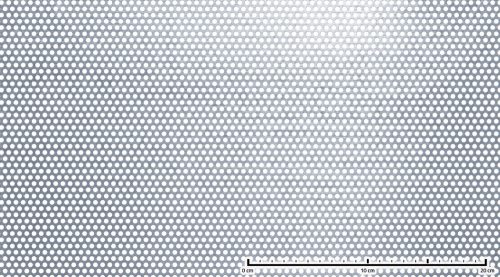 Perforált lemez horganyzott 1250x3000x1mm tábla 4 mm lyuk Körlyukasztás átlós osztással Szabad áteresztő felület: 40% 