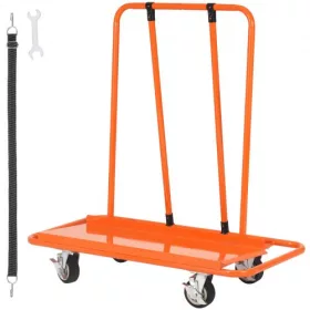   Lapszállító kocsi 1360 kg teherbírású, 115 x 55 cm-es acél szárazépítő anyagszállító kocsi