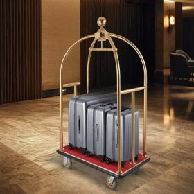   Szállodai csomagszállító kocsi 500 kg teherbírású poggyászkocsi 1080x640x1860mm arany