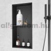 Beépíthető fürdőszobai polc, fali fülke 10x33x63 cm rozsdamentes acél, fekete, peremes