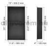 Beépíthető fürdőszobai polc, fali fülke 10x33x63 cm rozsdamentes acél, fekete, peremes