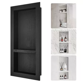   Beépíthető fürdőszobai polc 10x40x80 cm burkolandó műanyag 2 polc csempézhető 