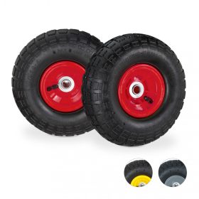   Ø260 mm Pótkerék 2 db 4.1/3.5-4" fúvott kerék piros műanyag felnivel pneumatikus gumiabroncs kézikocsi molnárkocsi talicska