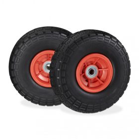   Ø260 mm tömörgumi kerék 2 db 4.1/3.5-4 defektmentes fekete-piros pótkerék műanyag felnivel kézikocsi kiskocsi molnárkocsi talicska