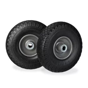 Ø260 mm tömörgumi kerék 2 db 3.00-4 defektmentes fekete-szürke pótkerék acél felnivel kézikocsi