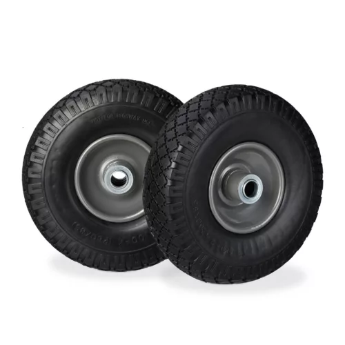 Ø260 mm tömörgumi kerék 2 db 3.00-4 defektmentes fekete-szürke pótkerék acél felnivel kézikocsi kiskocsi molnárkocsi talicska