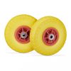 Ø260 mm tömörgumi kerék 2 db 4.1/3.5-4 defektmentes sárga-piros pótkerék műanyag felnivel kézikocsi kiskocsi molnárkocsi talicska