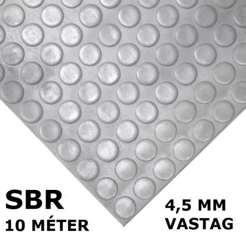 SBR pöttyös gumiszőnyeg 120 cm széles 10 méter hosszú 4,5 mm vastag szürke tekercs buborék metrómintás