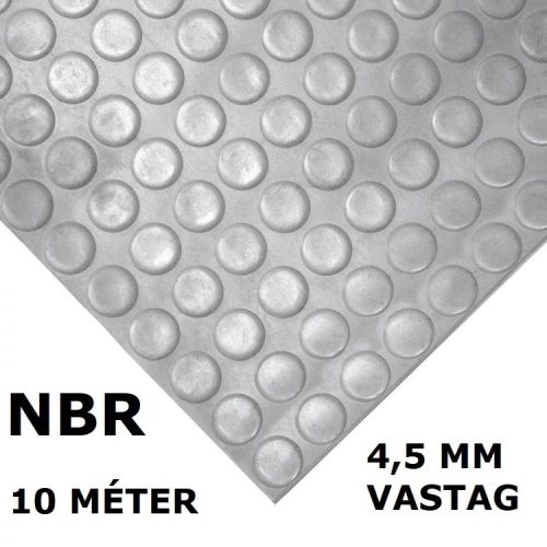 NBR pöttyös gumiszőnyeg 120 cm széles 10 méter hosszú 4,5 mm vastag szürke tekercs buborék metrómintás