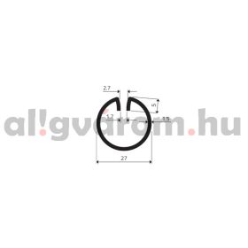   Lemez fogadó profil lemez befogó keret 27 mm 1,7 mm vastag lemezig kezeletlen acél 3000 mm