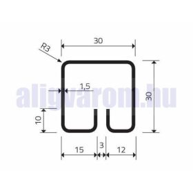   Lemez rács keretező profil lemez keret 30x30 mm 3 mm vastag lemezhez kezeletlen acél 3000 mm