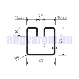   Lemez rács keretező profil lemez keret 40x40 mm 7,5 mm vastag lemezig kezeletlen acél 3000 mm