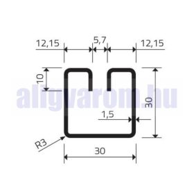   Lemez rács keretező profil lemez keret 30x30 mm 5,7 mm vastag lemezhez kezeletlen acél 3000 mm