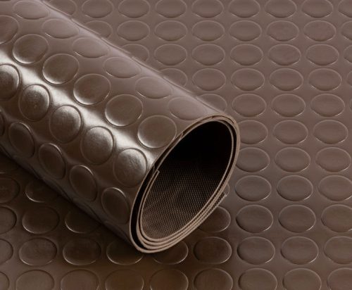 PVC 2x1200 barna Csúszásgátló színes gumiszőnyeg PVC alapú műanyag2 mm vastag 1200 mm széles tekercs metromintás stoplis