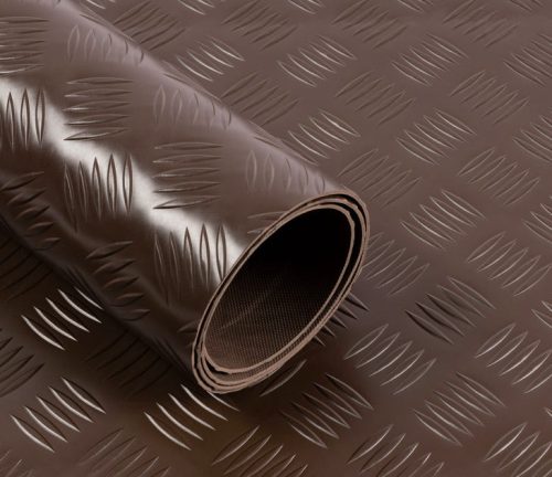 Csúszásgátló színes gumiszőnyeg PVC alapú műanyag szőnyeg barna 2 mm vastagság 1200 mm széles tekercs gyémánt mintás