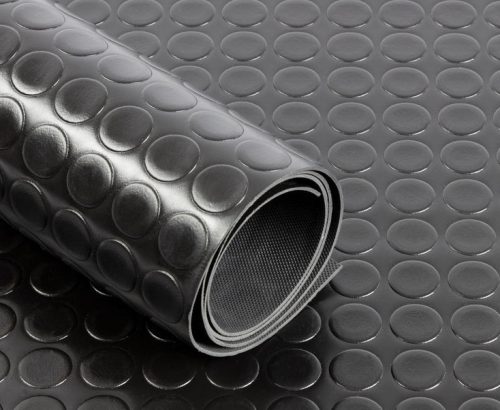 PVC 2x1200 fekete Csúszásgátló gumiszőnyeg PVC alapú műanyag 2 mm vastag 1200 mm széles tekercs stoplis metró mintás