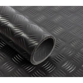   Csúszásgátló színes gumiszőnyeg PVC alapú műanyag szőnyeg fekete 2 mm vastagság 1200 mm széles tekercs gyémánt mintás