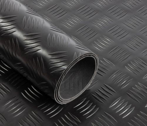 Csúszásgátló színes gumiszőnyeg PVC alapú műanyag szőnyeg fekete 2 mm vastagság 1200 mm széles tekercs gyémánt mintás