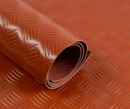 Csúszásgátló színes gumiszőnyeg PVC alapú műanyag szőnyeg terrakotta 2 mm vastagság 1200 mm széles tekercs gyémánt mintás