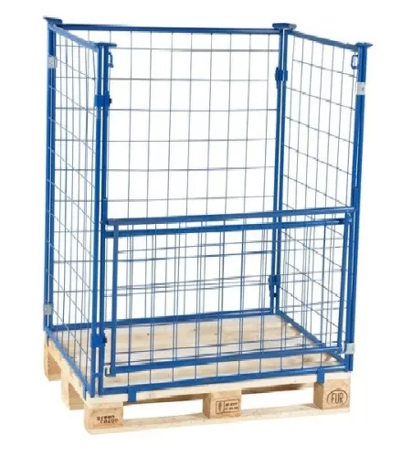 Könnyű rácsos tároló Gitterbox konténer összecsukható EUR raklapra rögzíthető Külső méret 1200x800x1600 500 kg