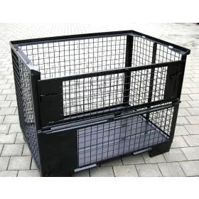   Rácsos tároló konténer erősített, daruzható DIN15155 szabvány szerint, EUR raklap méret belül 800x1200x510 mm 1500 kg Gitterbox, GiBo