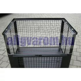   Rácsos tároló konténer erősített, daruzható DIN15155 szabvány szerint, EUR raklap méret belül 800x1200x510 mm 1500 kg Gitterbox, GiBo