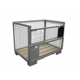 Rácsos tároló konténer fa aljzat DIN 1515 szabvány szerint, EUR raklap méret belül 800x1200x510 mm 1