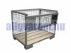 Rácsos tároló konténer fa aljzat DIN 1515 szabvány szerint, EUR raklap méret belül 800x1200x510 mm 1