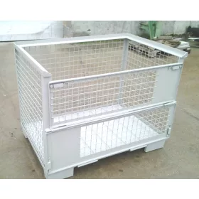   Rácsos tároló konténer fém aljzat DIN 15155  EUR raklap méret belül 800x1200x800 mm 1500 kg Gitterbox, GiBo
