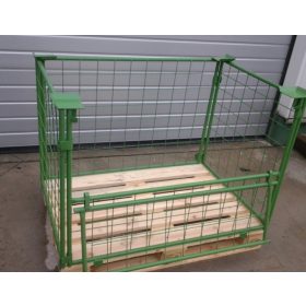 Összecsukható rácsos tároló konténer, EUR raklap méret 800x1200x800 mm 1500 kg Gitterbox, GiBo