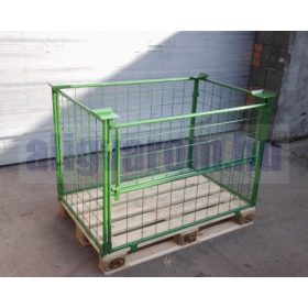 Összecsukható rácsos tároló konténer, EUR raklap méret 800x1200x800 mm 1500 kg Gitterbox, GiBo