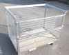 Horganyzott rácsos tároló konténer DIN 15155 EUR raklap méret 800x1200x800 belül 1000 kg Gitterbox, fa alj, GiBo