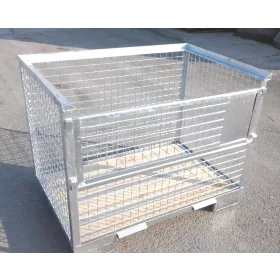   Horganyzott rácsos tároló konténer DIN 15155 EUR raklap méret 800x1200x800 belül 1000 kg Gitterbox, fa alj, GiBo