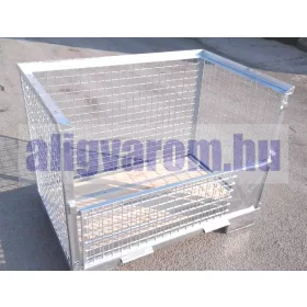   Horganyzott rácsos tároló konténer DIN 15155 EUR raklap méret 800x1200x800 belül 1000 kg Gitterbox, fa alj, GiBo
