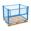 Összecsukható EUR raklapra rakható Gitterbox, 800x1200x800 mm rácsos tároló konténerer, porfestett