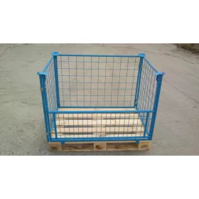 Összecsukható EUR raklapra rakható Gitterbox, 800x1200x800 mm rácsos tároló konténerer, porfestett