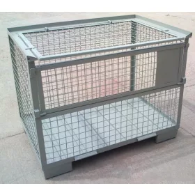   Levehető tetővel Rácsos tároló konténer oldalt fele nyitható 1240x835x970mm EUR raklap méret 1500 kg