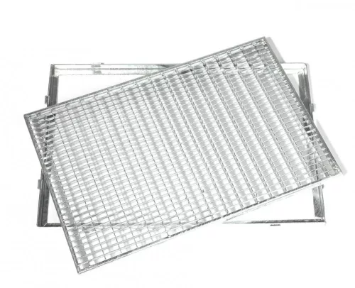 Horganyzott járórács kerettel fém rostélyrács 60x40x2 cm tüzihorganyzott keretes teherbíró rács aknafedél