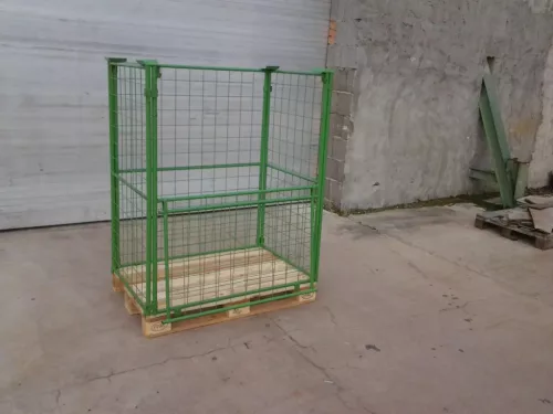 140 cm magas rácsos tároló lehajtható oldalfal összecsukható  EUR raklapra rögzíthető