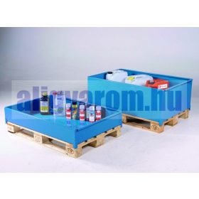   Raklapra rögzíthető tároló láda veszélyes anyagok tárolása szállítása 400 literes EUR raklap méretű kármentő