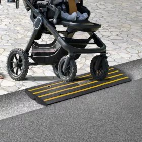   Tömör gumi küszöbrámpa 122x40,5x6,5 cm 15 tonna teherbírású kerekesszék rámpa kábelcsatornával